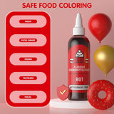 Colorant alimentar roșu 120 ml, colorant alimentar lichid foarte concentrat și fără zahăr pentru copt, prăjituri, macaroane, glazură, fondant, fursecuri, gogoși