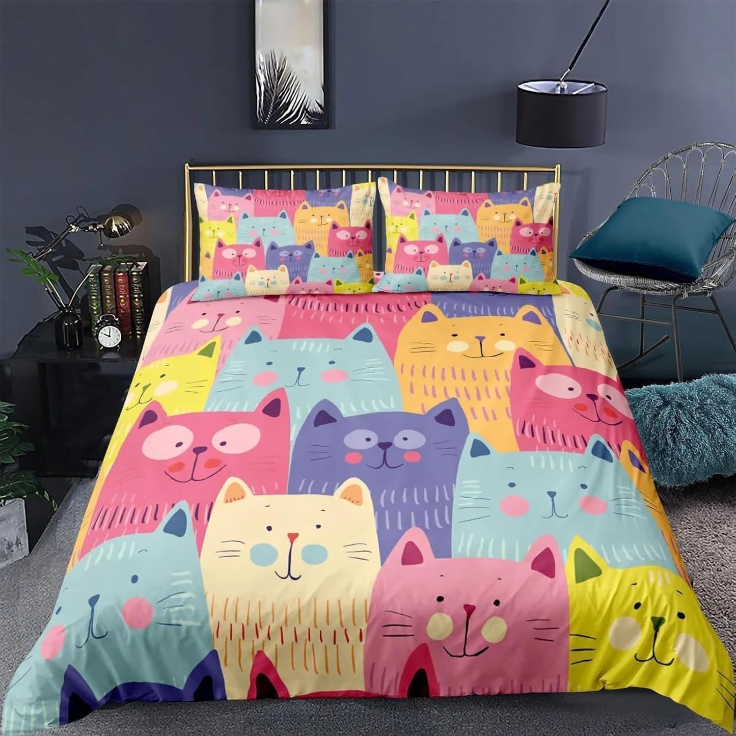 Set lenjerie copii si adolescenti, diverse modele Lenjerie de pat - copii Naty Shop Multicolor9-3 Double（200×200Cm）