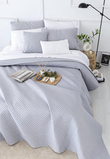 Cuvertură de pat Todocama Fine Boutique cu motiv Piqué, pentru primăvară, vară, toamnă și iarnă, 100% microfibră foarte moale, cuvertură multifuncțională, 140/150/160-250 X 260 cm, gri deschis Paturi si Cuverturi Besuche den Todocama-Store