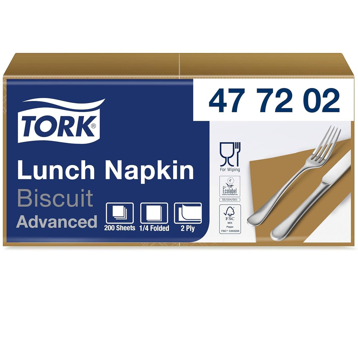 Tork 477840 Șervețele de prânz Lime / Șervețele din 2 straturi pentru mâncăruri mici sau gustări / Calitate avansată / 10 X 200 (2000) șervețele de hârtie / 32.6 X 33 Cm (L X l) / 1/4 pliere