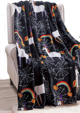 Elegant Comfort Pătură ușoară cu motive de Halloween, moale, confortabilă și plușată, perfectă pentru relaxare în acest sezon înfricoșător, 127 X 152,4 cm, Skull and Bones Paturi si Cuverturi Elegant Comfort Unicorn negru 50 X 60