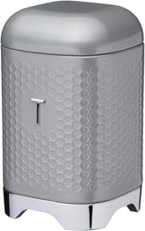 KitchenCraft Lovello caddy pentru ceai, caddy din oțel alb, suprafață texturată, stil 1950 cu capac, pentru ceai vrac și pliculețe de ceai, 11 cm x 11 cm x 19 cm, Ice White Cutii depozitare alimente Naty Shop Gri umbră Ceai