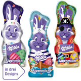 Milka Iepuraș Zâmbitor Ediție Alpine Milk Design – Ciocolată de Paște cu 3 modele diferite – 24 x 45g