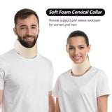 RESTCLOUD Suport pentru gât fabricat din spumă moale, colier universal, suport reglabil pentru gât pentru somn - ameliorează durerea de gât (alb, 6,4 cm guler adânc, M) Perne ortopedice cervicale Naty Shop
