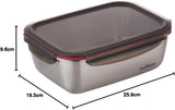 CANDL Cuitisan (Flora) borcan de depozitare a alimentelor din oțel inoxidabil cu capac cu clip, dreptunghiular, potrivit pentru cuptor cu microunde + cuptor, borcan de depozitare, EC7-SS10 2800ml Cutii depozitare alimente Naty Shop