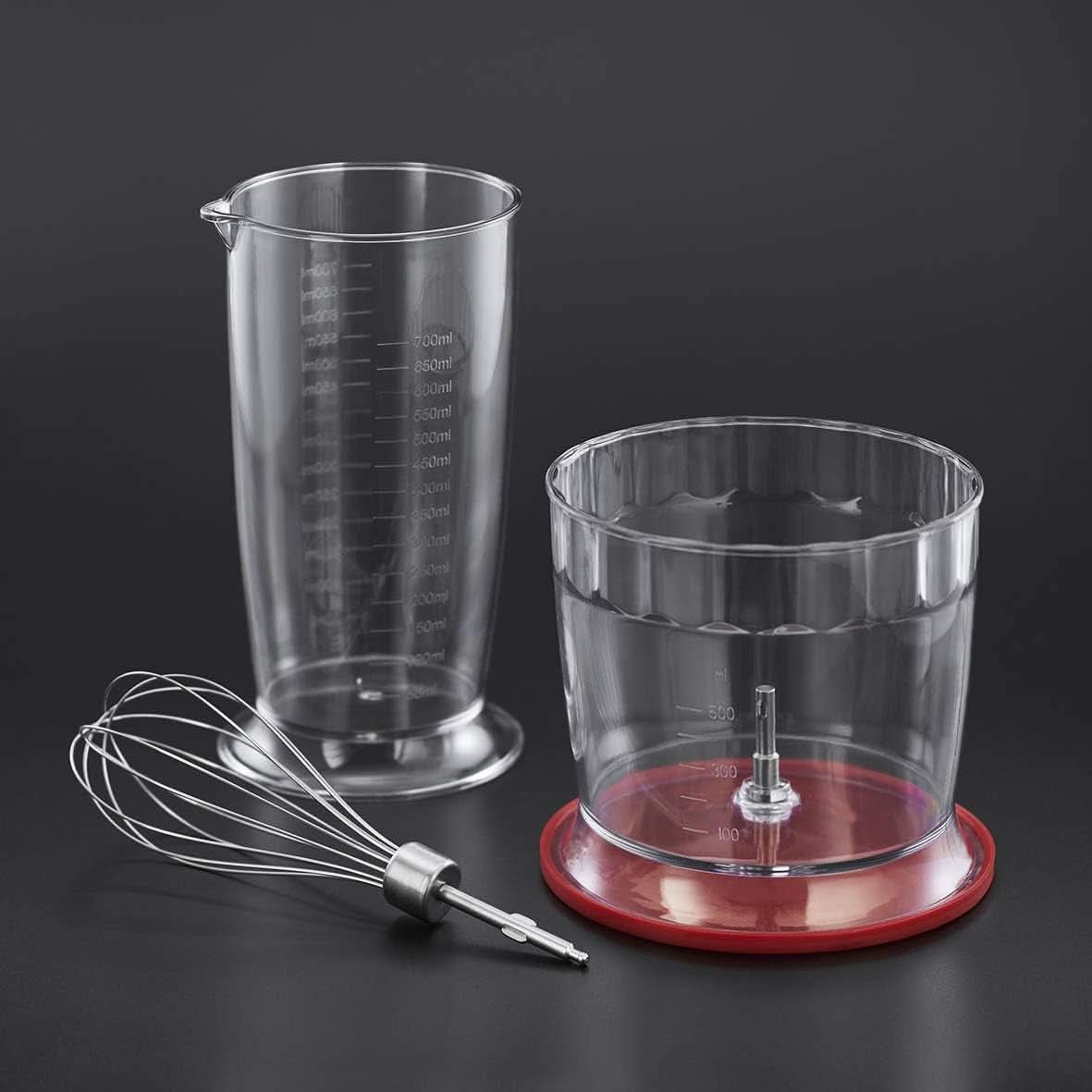 Russell Hobbs Stabmixer [3-In-1: Pürierstab/Zerkleinerer, Mixer- & Schneebesenaufsatz] Desire Rot (Bpa-Freies & Spülmaschinenfestes Zubehör, Für Smoothie, Suppen Saucen, Joghurt Babynahrung) 24700-56 Bucatarie Naty Shop