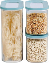 Mepal set de 3 borcane de depozitare cu capac - Recipient dreptunghiular pentru alimente - Organizator de bucătărie din plastic - Recipient de depozitare etanș - 1x 2000 ml & 2x 1000 ml - Alb Cutii depozitare alimente Naty Shop Verde nordic Set 3 piese