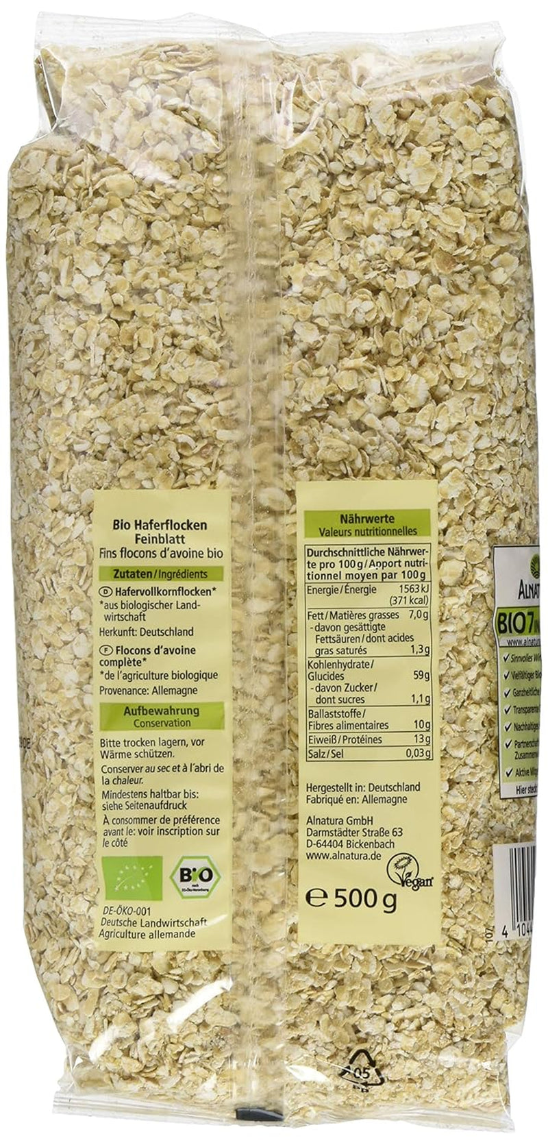 Fulgi de ovăz organici, fulgi mici, 500g (1 pachet)