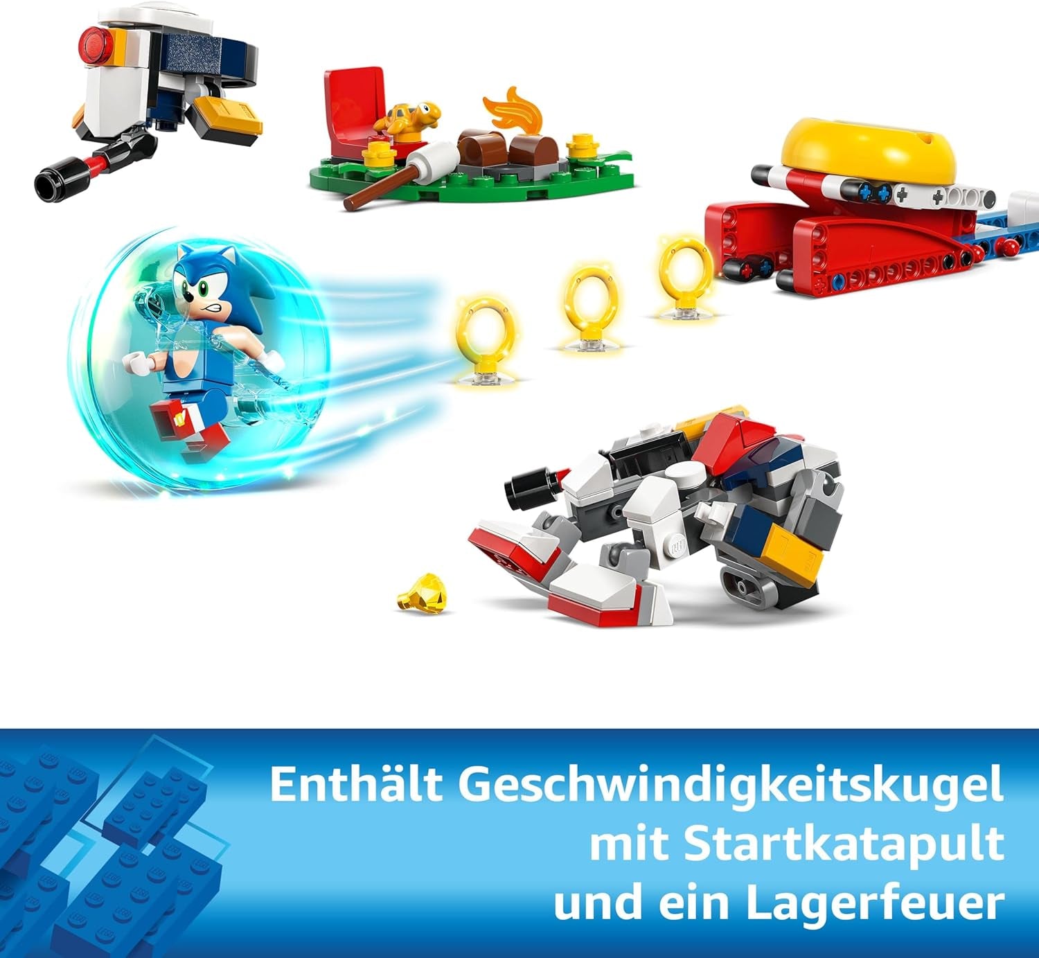 LEGO Sonic the Hedgehog Sonics Showdown At The Campfire, jucărie de jocuri pentru copii și fani ai jocurilor video, set de construcție pentru băieți și fete de la 7 ani, set de aventură, colecționabil 77001 Seturi de constructie Besuche den LEGO-Store