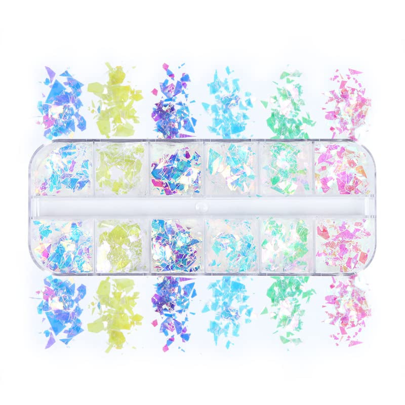 JMEOWIO sclipici pentru unghii 12 grile sirenă unghii decorare artă accesorii design unghii