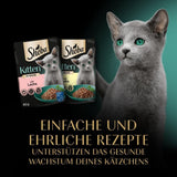 Hrană umedă Sheba pentru pisoi, în pliculețe variate, cu somon (MSC) și pui în sos, pachet multiplu 40x85g