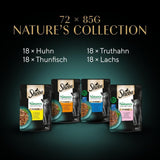 Colecția SHEBA Nature's în sos - Hrană umedă de înaltă calitate pentru pisici, varietate fină (MSC) în pliculețe porționate - 72 x 85g