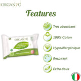 Șervețele umede Organyc Moist Intimate, fabricate din bumbac 100% organic certificat - 4 pachete a câte 20 de șervețele (80 de șervețele în total)
