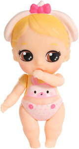 BABY born 904763 Autobuz Surpriză Bebeluși - autobuz de jucărie roz pentru păpuși mini mici, cu 2 păpuși exclusive, cărucior triplu, balansoar, carusel, tobogan și leagăn triplu.