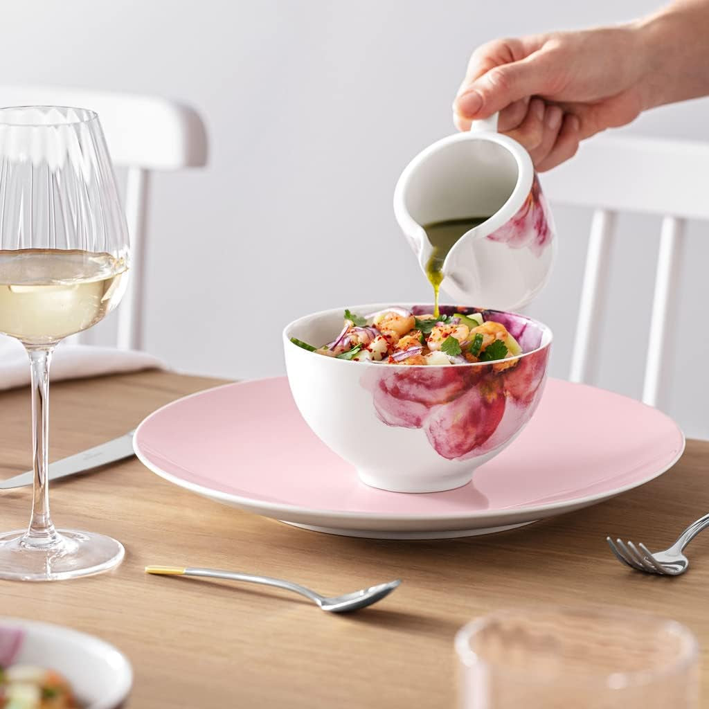 Villeroy & Boch - Cană de lapte Rose Garden, 280 ml, Porțelan Premium, alb/roz