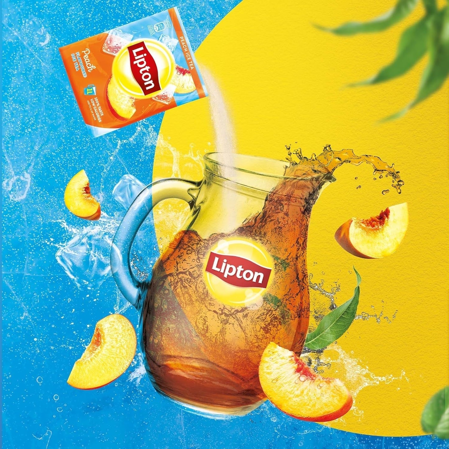 Set de ceai rece Lipton, „piersică”, răcoritoare pentru întreaga familie, 18 pliculețe, sub formă de pulbere pentru preparare acasă