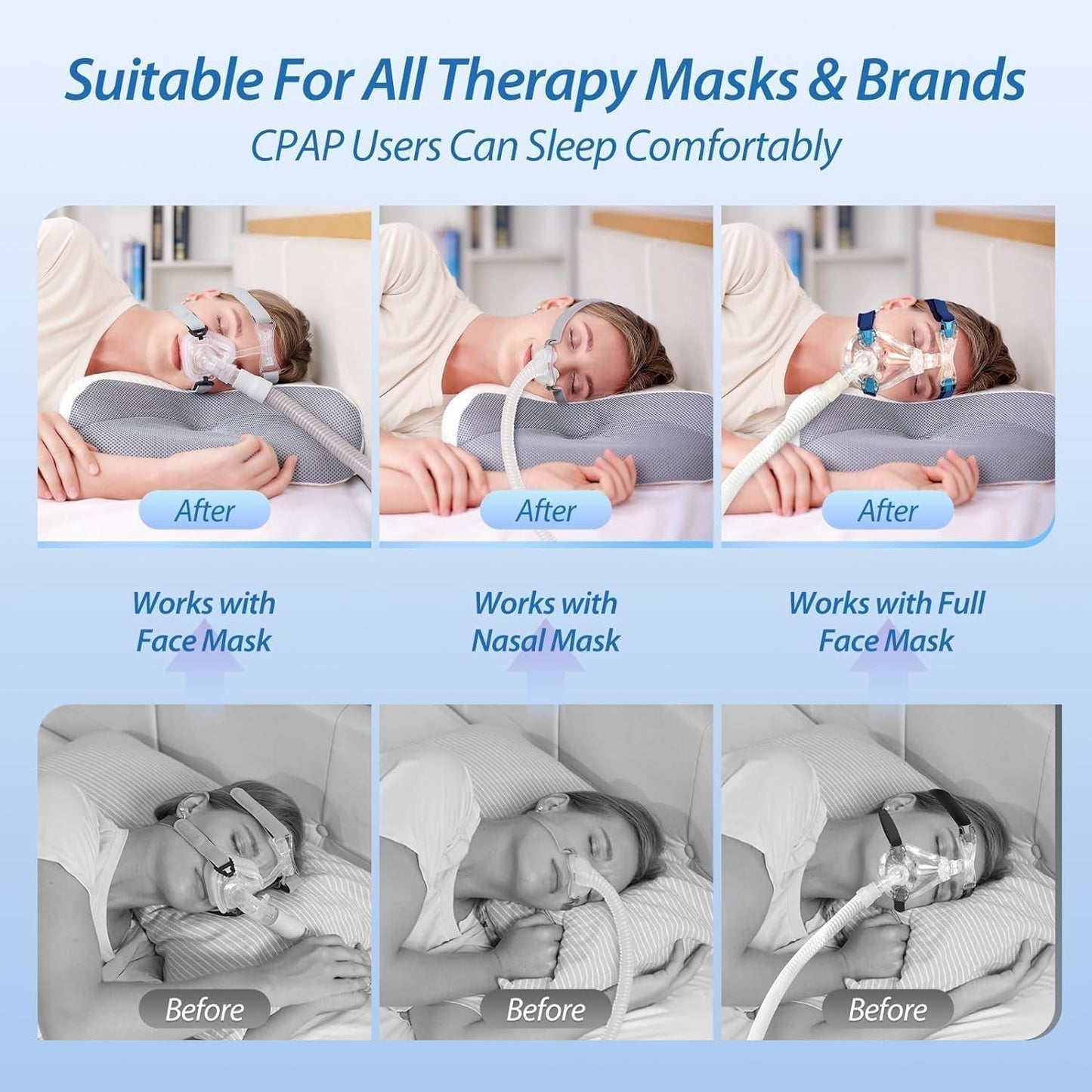 CPAP Memory Foam Cushion pentru toate măștile Cpap, pernă ergonomică pentru dormitorii laterali cu caneluri pentru măști Cpap și zonă de sprijin, reduce scurgerile de aer și presiunea măștii Perne ortopedice cervicale Naty Shop
