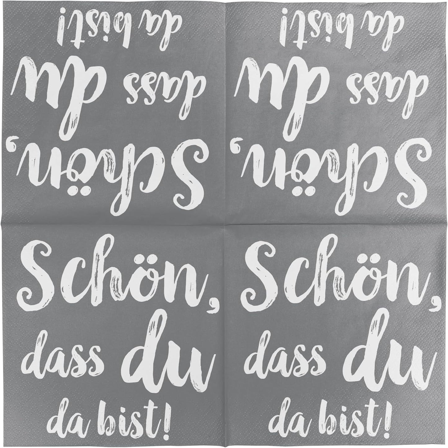 Șervețele de cocktail HEKU 'Schön Dass Du Da Bist', 3 straturi, 25X25Cm, 150 bucăți I Design elegant I Ideal pentru sărbători I Practic ambalate