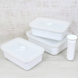 Staniu de depozitare a alimentelor în vid emailat | XL | 1.85L | 23.5 x 17.5 x 7cm | păstrează alimentele proaspete pentru mult mai mult timp | protejează alimentele de bacterii și infestare fungică | fără pompă de vid Cutii depozitare alimente Naty Shop