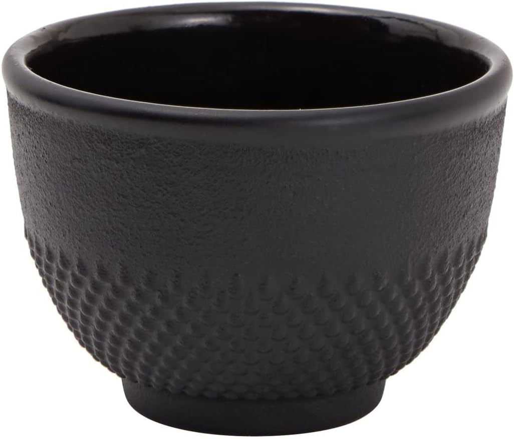 Set de ceai japonez Juvale cu ceainic din fontă (1200 ml), farfurie și 2 căni, set de ceai în stil Tetsubin, negru