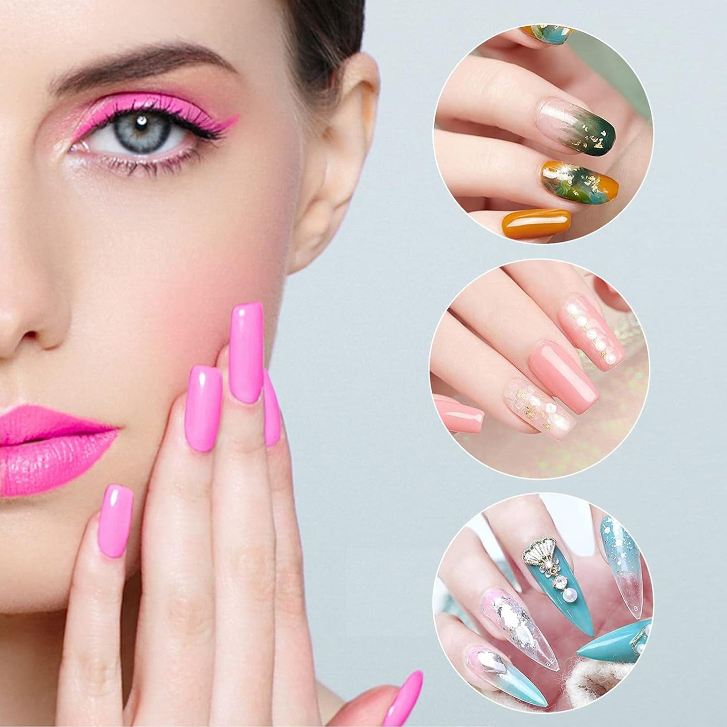 Set de 120 de forme pentru unghii, extensii de unghii, forme cu gel pentru unghii, set de forme pentru unghii cu perie cu două capete și pilă pentru unghii cu cleme, pentru unghii cu gel