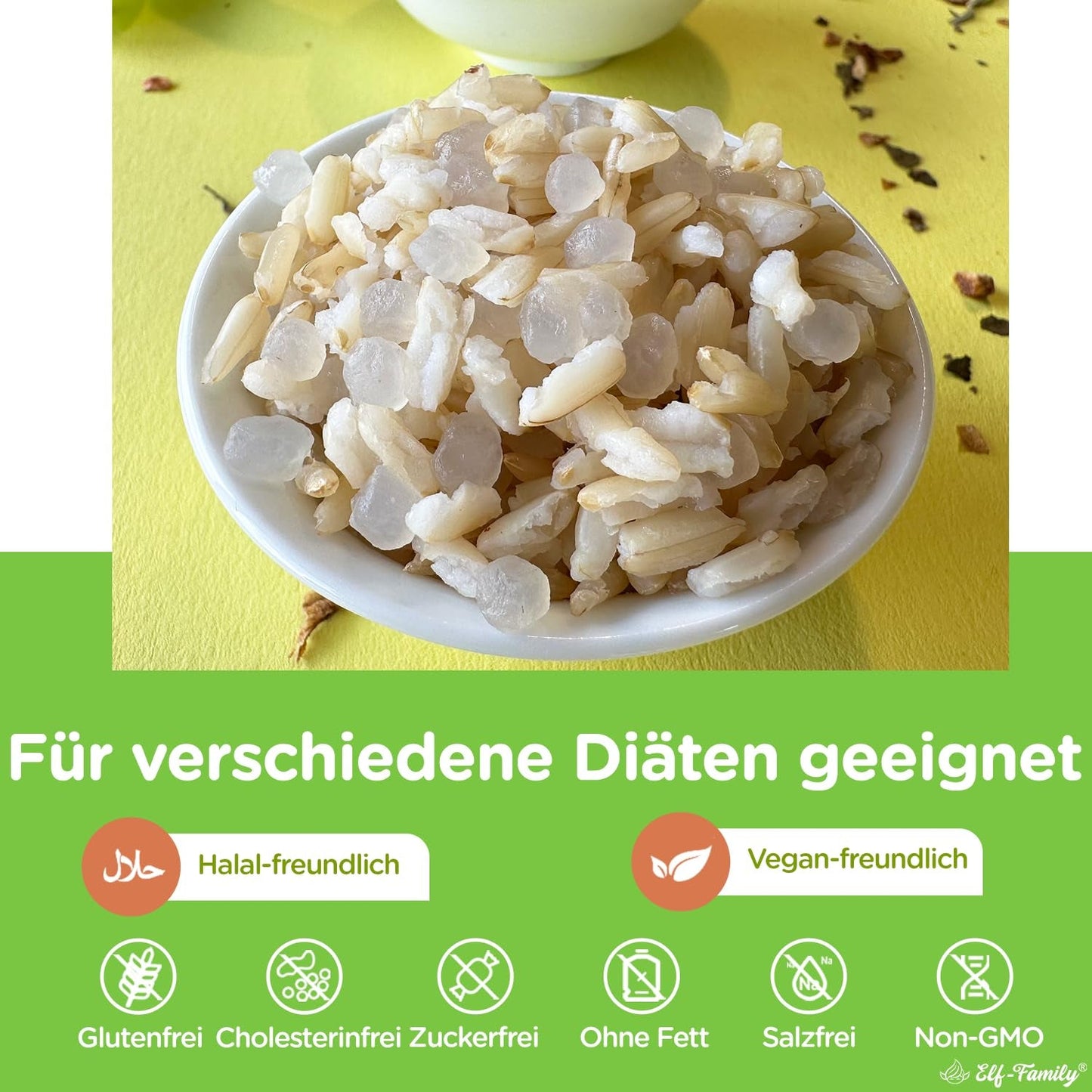 Elf-Family Konjak Reis Thai Brauner Shirataki Bowl -[Diätbox für 1 Wo.] - Instant Jasmin Reis - Fertiggerichte für Mikrowelle - Natürlich Superfoods Mikronährstoffe - Vegan/Low Carb/Fettfrei- 6er Box