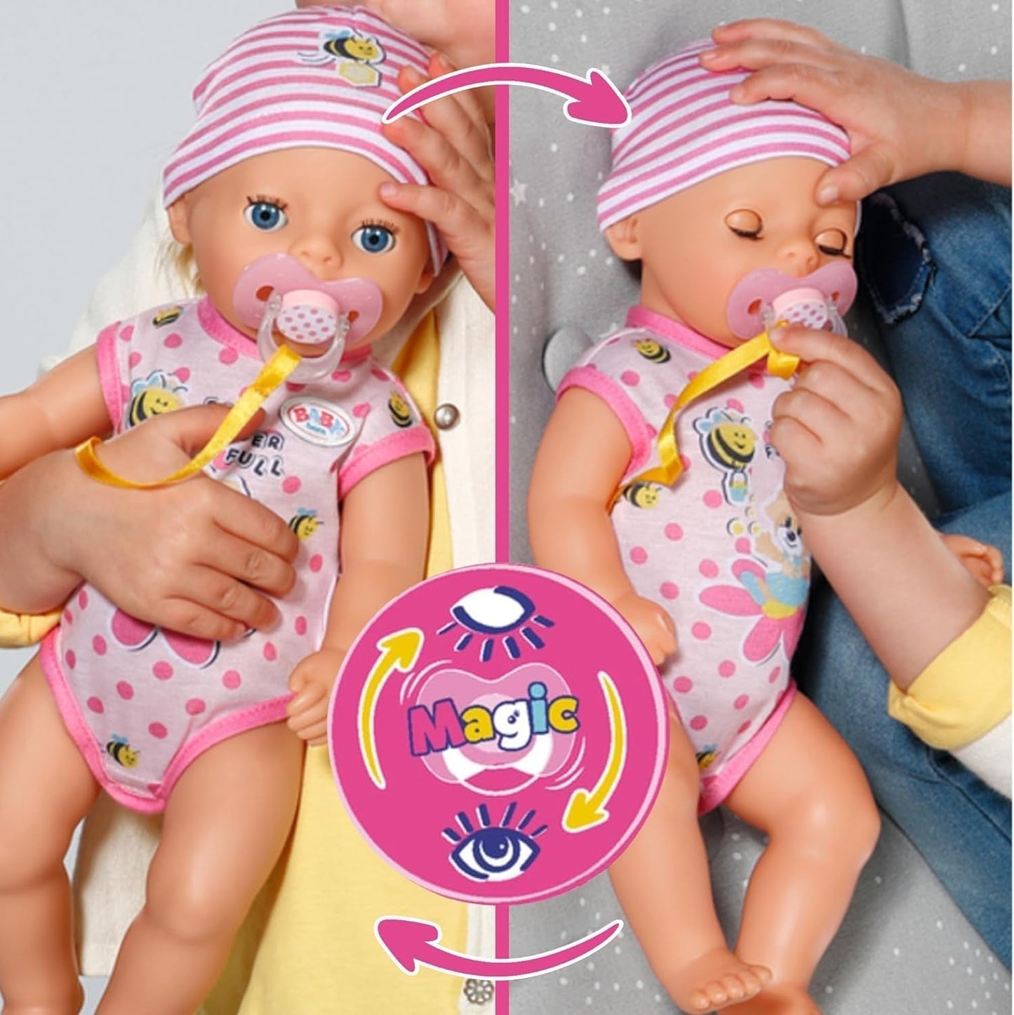 BABY Born Lena (Little Baby Girl) 36Cm, păpușă cu 7 funcții pentru copii de la 1 an, funcționează fără baterie, păpușă mare de 36 cm Papusi Naty Shop