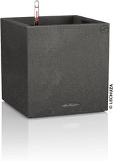 Lechuza CANTO Stone 30 înălțime, Negru grafit, Plastic de înaltă calitate, Include sistem de udare, Inserție de plantare detașabilă, Pentru uz interior și exterior, 13602, 30x30x56 cm
