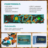 Kit de construcție cu plăci de dragon mitic pentru adulți, jucărie de construcție artistică 3D Divine Loong cu lumini LED și flori, kit de model DIY cu relief de dragon, cadouri creative și decorațiuni (1676 piese)
