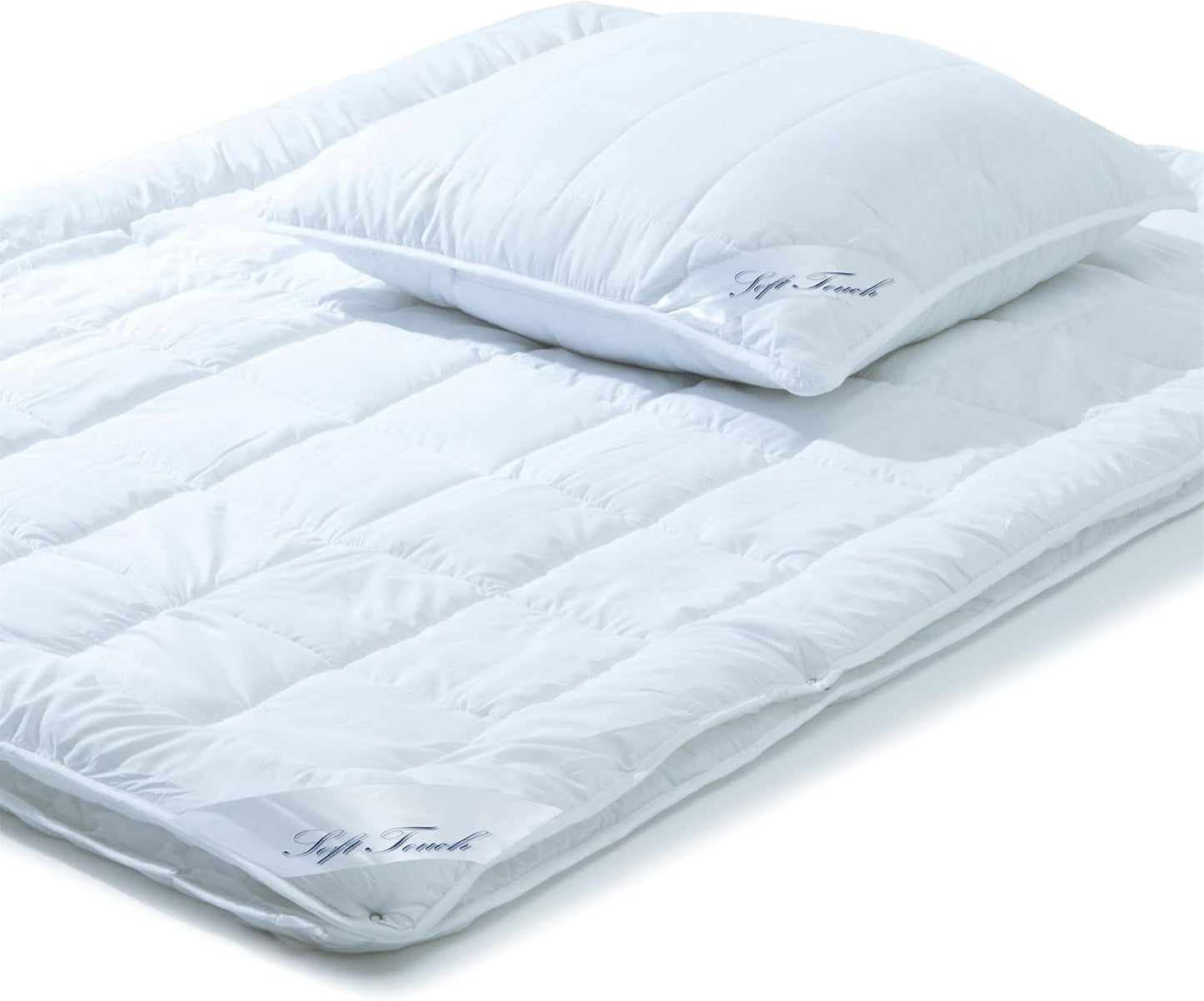 Aqua-Textil Soft Touch Set pentru copii Plapumă 100 X 135 Cm 250G și 350G cu pernă 40 X 60 Cm 150G Plapumă 4 anotimpuri Reglare climatică Oeko-Tex Plapumi si pilote Naty Shop 155X220 Cm + 1X 80X80 Cm 4 anotimpuri