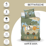 Set de lenjerie de pat pentru copii, animale, 100% bumbac cu fermoar Lenjerie de pat - copii Naty Shop