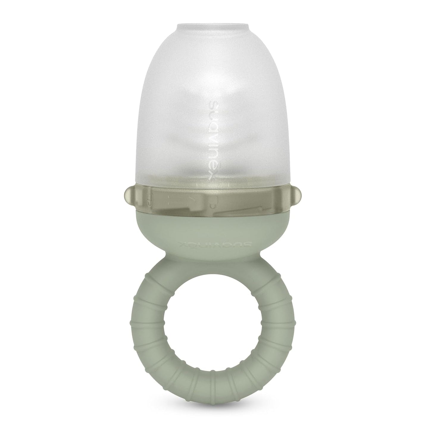 Ronțăitorul Suavinex pentru bebeluși, protecție anti-sufocare, calitate alimentară, silicon, cu capac, ușor de curățat, potrivit pentru mașina de spălat vase și congelator, calmează gingiile, de la 6 luni, verde