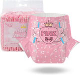 Scutece pentru adulți CutiePlusU, 10 bucăți, scutece de unică folosință cu tablă pentru femei și bărbați, absorbție maximă peste noapte - I Love Summer (Mărime medie 71-96 cm)
