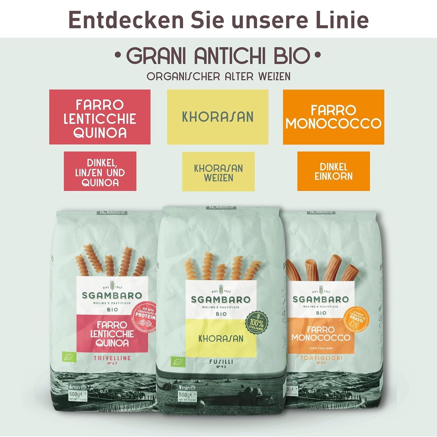 Paste Fusilli Organice Nr. 93 - 500g din grâu Khorasan – Grâu antic, bogat în proteine, cultivat 100% în Italia – Versatile în bucătărie și bogate în nutrienți