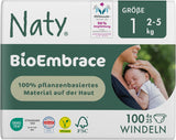 Scutece pentru bebeluși Naty BioEmbrace, mărimea 5 (11–25 kg) | 100% materiale pe bază de plante, delicate cu pielea | Moliciune respirabilă, testate dermatologic, absorbție excelentă | 80 buc.