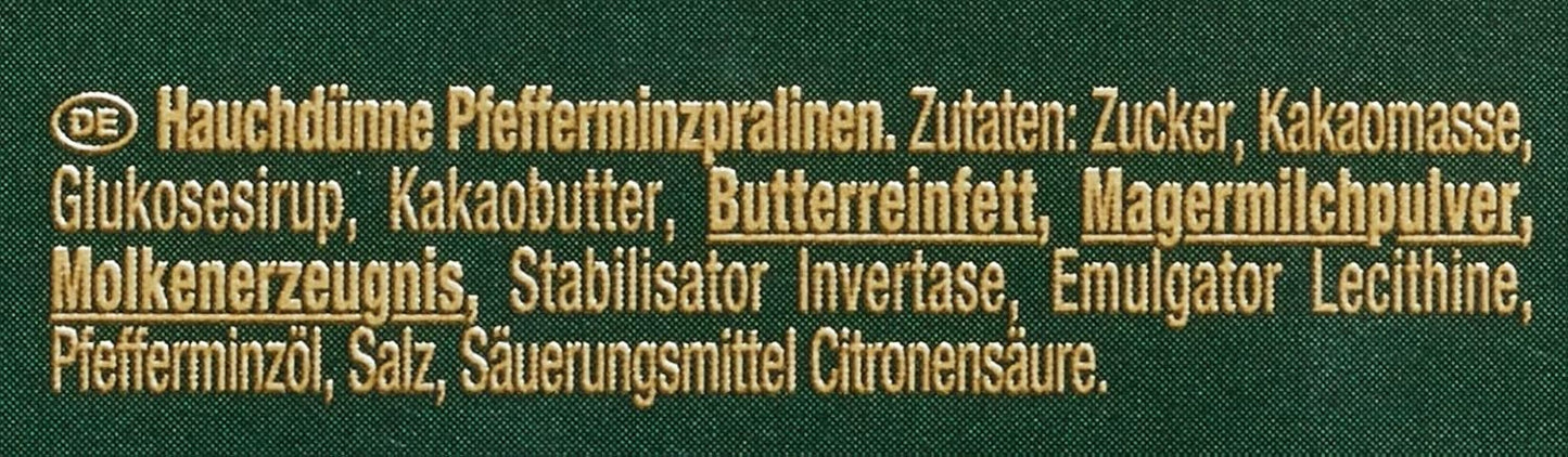 NESTLÉ AFTER EIGHT, pătrățele subțiri de ciocolată neagră cu umplutură de cremă de mentă pentru cunoscători, pachet de 5 (1 x 200g)
