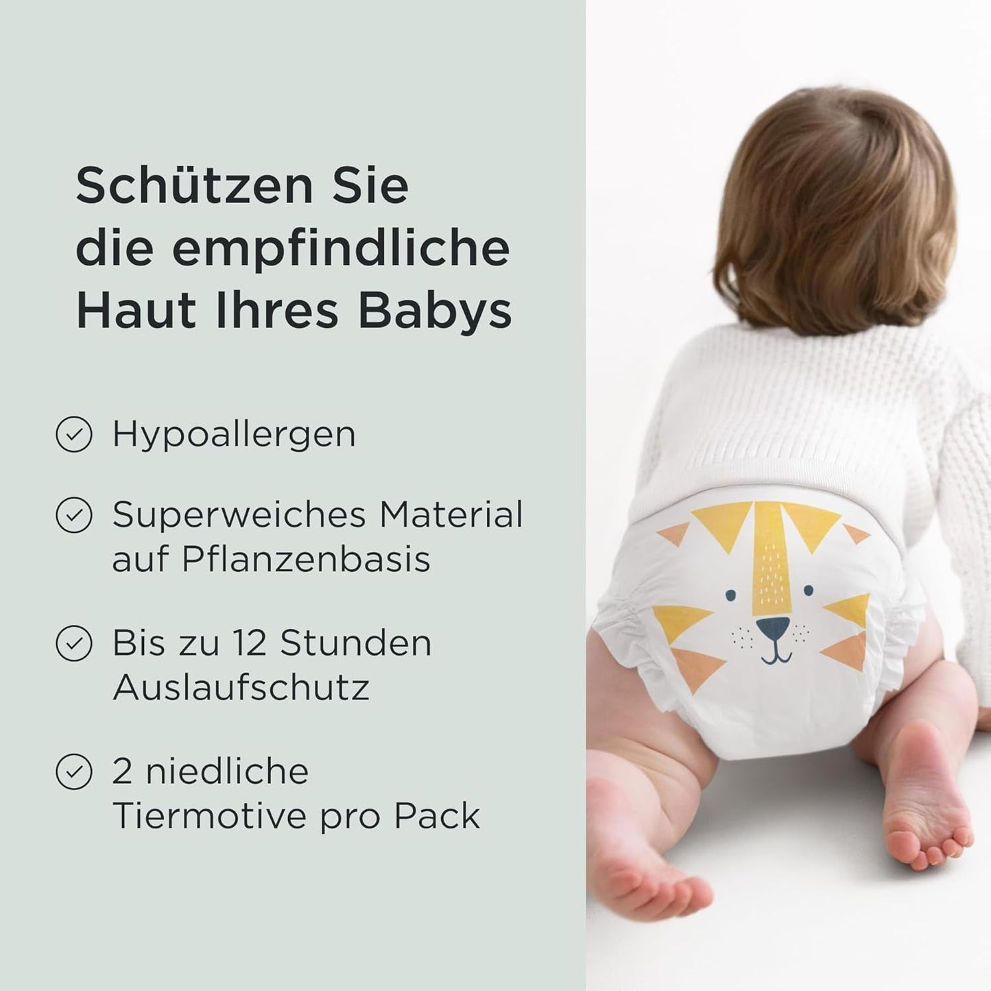 Scutece Kit & Kin Premium, mărimea 4 (9-14 kg), 128 bucăți, pe bază de plante și hipoalergenice, protecție fiabilă împotriva scurgerilor, vegane și fără cruzime