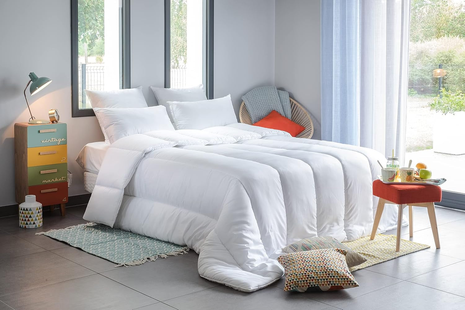 Cuvertură Serenité - Tratament împotriva acarienilor - Temperat 300 G/M² - 240 X 220 Cm - Pentru pat dublu - Lavabil la mașină, alb Plapumi si pilote Naty Shop Titlu implicit