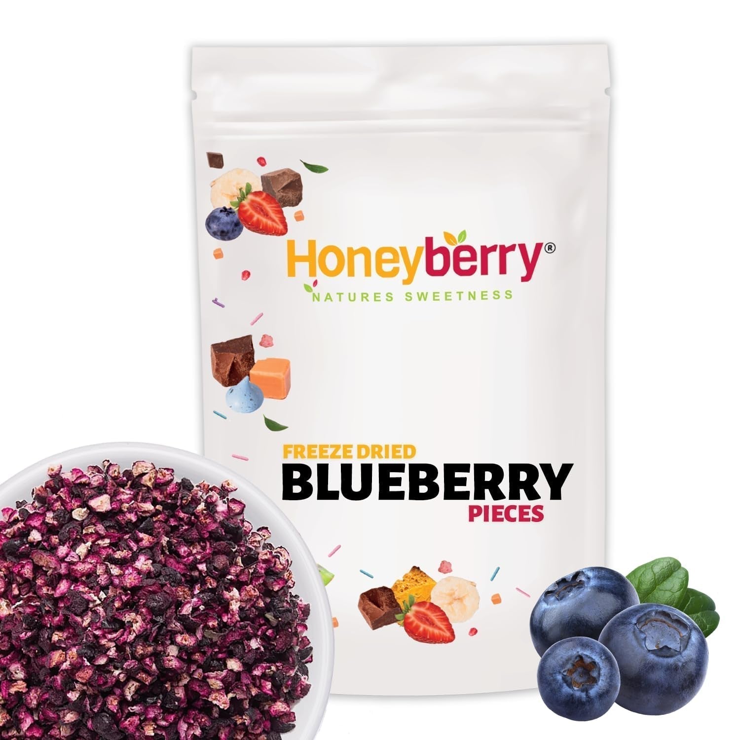 Afine liofilizate bucăți 100g - Afine liofilizate - Fructe liofilizate - Fructe uscate liofilizate - Perfect pentru coacere, decorarea prăjiturilor, muesli și deserturi Produse deshidratate Naty Shop 100G