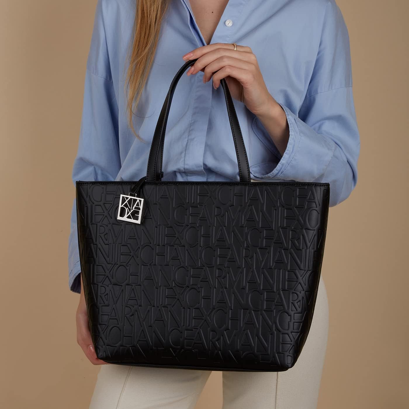 Armani Exchange Women's Liz - Open Medium Shopping handbag, Negru (Nero Black), 28x11x40 cm (L x A D) EU Genti Femei Naty Shop