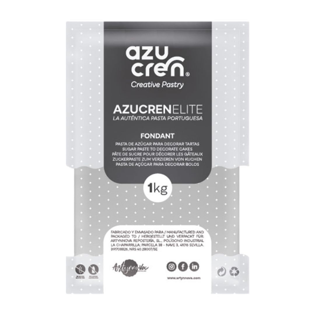Azucren, Roll Fondant, Roll Fondant gri, ușor de utilizat, neted, flexibil, moale și pliabil, perfect pentru decorarea torturilor, Halal, Kosher, fără gluten, aromă de lămâie (250 G) Pasta de zahar Naty Shop 1 kg