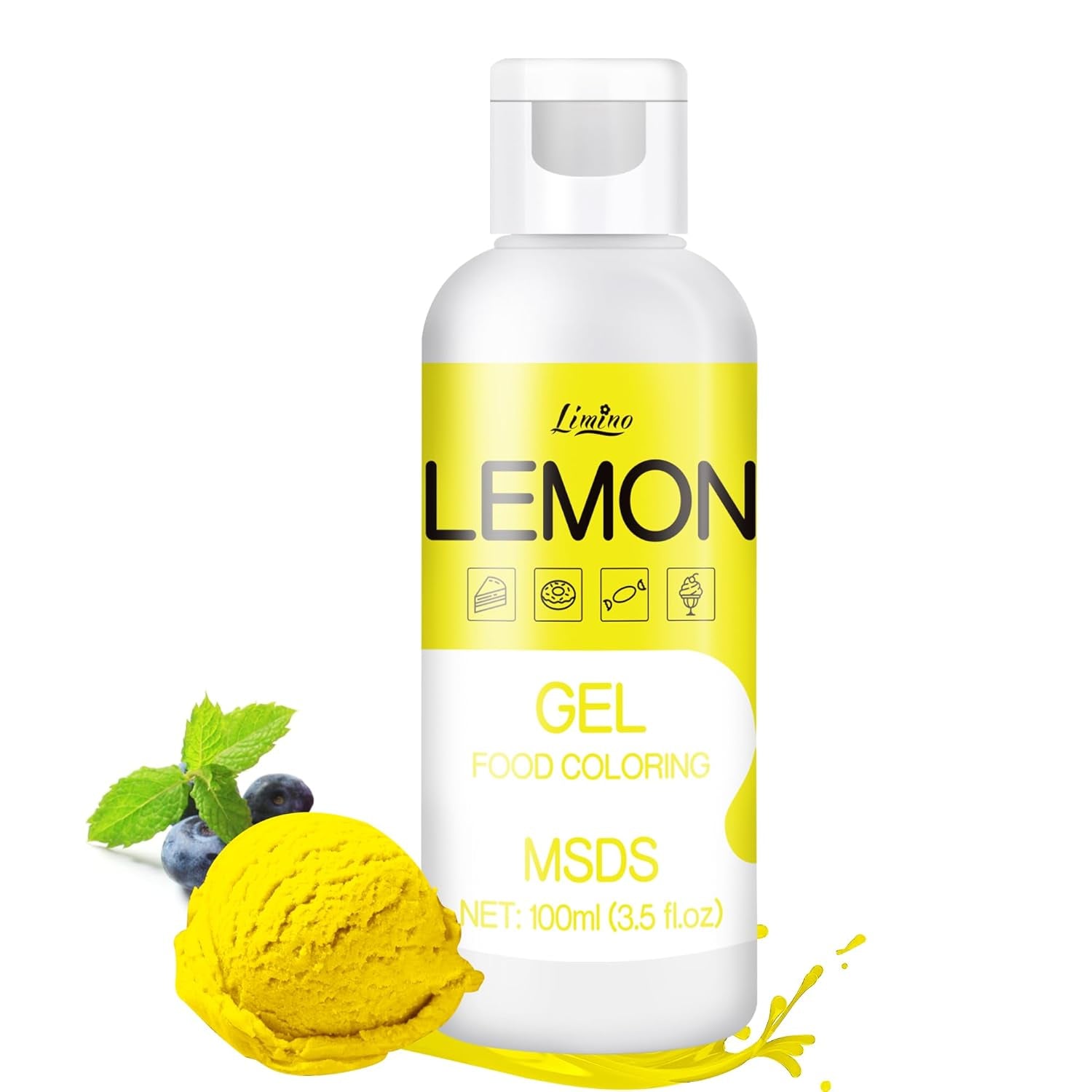 Colorant alimentar în gel - 100 ml, coloranți alimentari în gel pentru prăjituri, copt, fursecuri, macaroane - Colorant alimentar concentrat fără zahăr pentru decorarea torturilor, băuturi, ouă de Paște, slime DIY (alb)