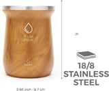Set de ceai Yerba Mate balibetov (ceașcă Mate) din oțel inoxidabil cu bombilla (pai) pentru mate, Set Yerba Mate ușor de curățat și foarte durabil (LEMN)