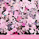 200 piese Nail Art Charms 3D Nail Art Decoration Set Arc Nail Pendant Roz Stil Mixt Arc Floare Ursuleț Acadea În formă de Inimă Nail Art Decorare DIY Craft Nail Design