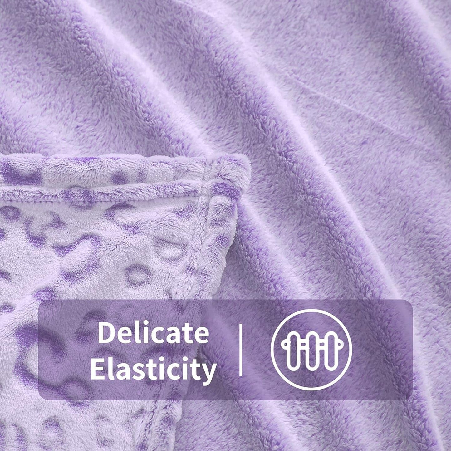 FY FIBER HOUSE flanel fleece throw, pătură din microfibră cu imprimare 3D ghepard, 228 X 274 cm, violet Plapumi si pilote Naty Shop