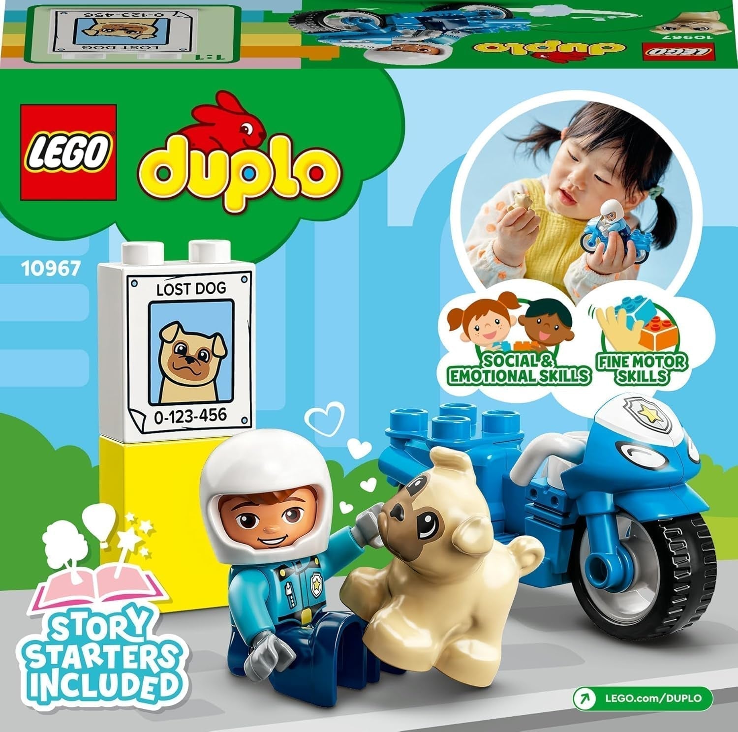 Motocicletă de poliție LEGO 10967 DUPLO, Jucărie de poliție pentru copii mici de la 2 ani, Jucărie ideală pentru abilități motorii pentru bebeluși, Motocicletă de jucărie Seturi de constructie Besuche den LEGO-Store