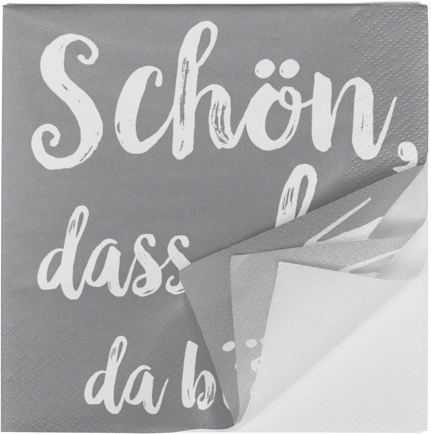 Șervețele de cocktail HEKU 'Schön Dass Du Da Bist', 3 straturi, 25X25Cm, 150 bucăți I Design elegant I Ideal pentru sărbători I Practic ambalate