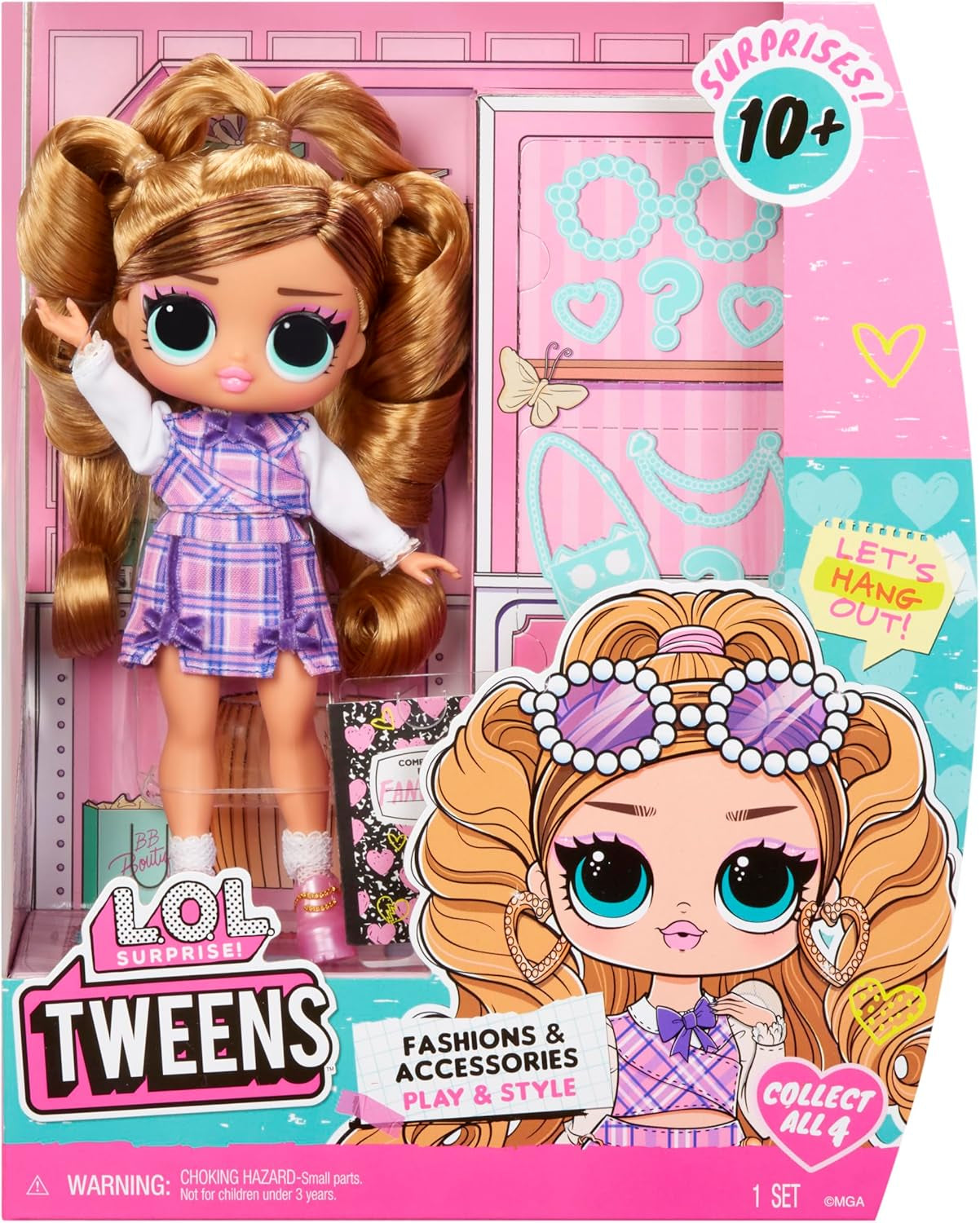LOL Surprise! Păpușă Tweens Core - Fancy Girl - Include 1 păpușă la modă cu ținută și accesorii, 4 articole de colecție, Rose