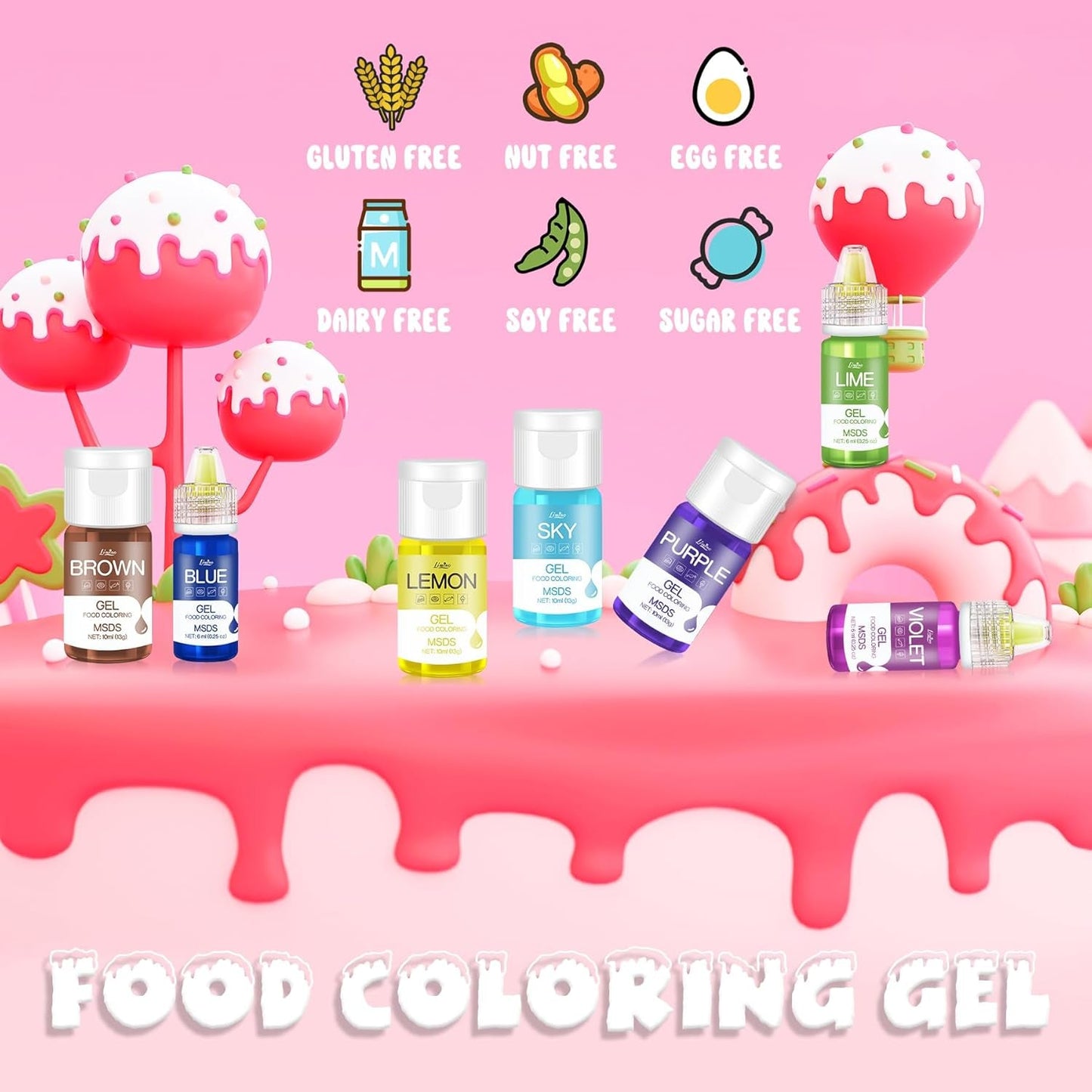 Colorant alimentar în gel - 100 ml, coloranți alimentari în gel pentru prăjituri, copt, fursecuri, macaroane - Colorant alimentar concentrat fără zahăr pentru decorarea torturilor, băuturi, ouă de Paște, slime DIY (alb)