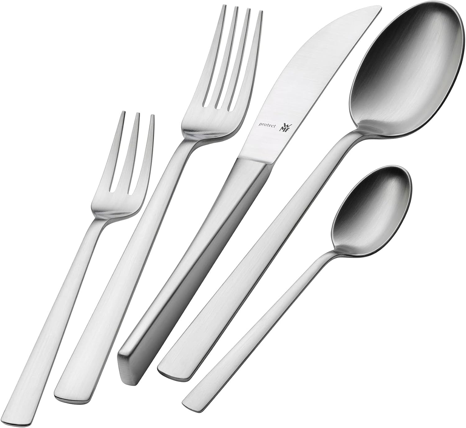WMF Corvo Besteck Set 12 Personen, 66 Teilig, 60 Teile Mit Servierbesteck, Hohlheftmesser, Cromargan Protect Mattiert, Kratzbeständig, Spülmaschinenfest Bucatarie Naty Shop